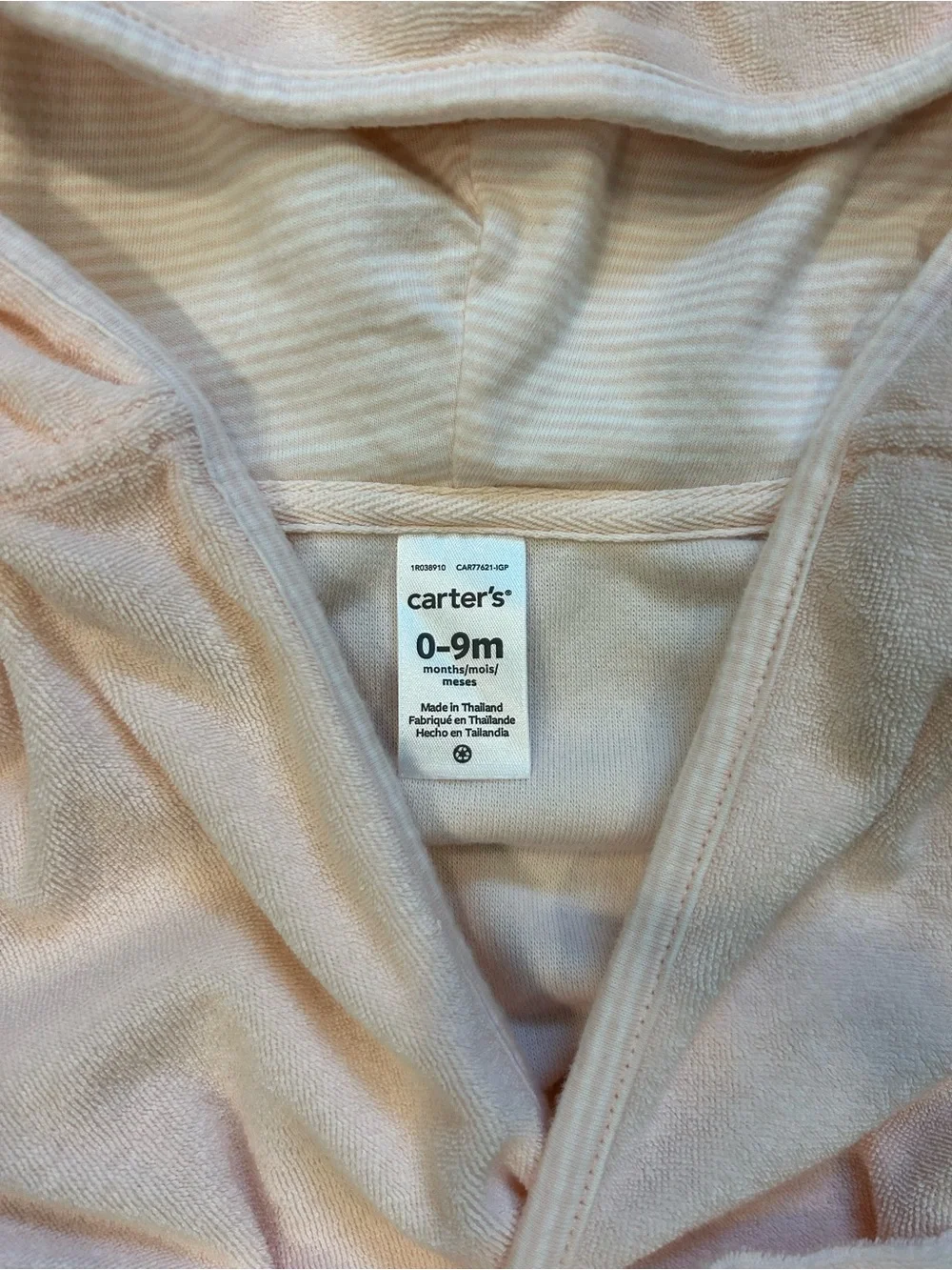 Carter's Light Pink Lamb Hooded Bath Robe, 0-9 Months